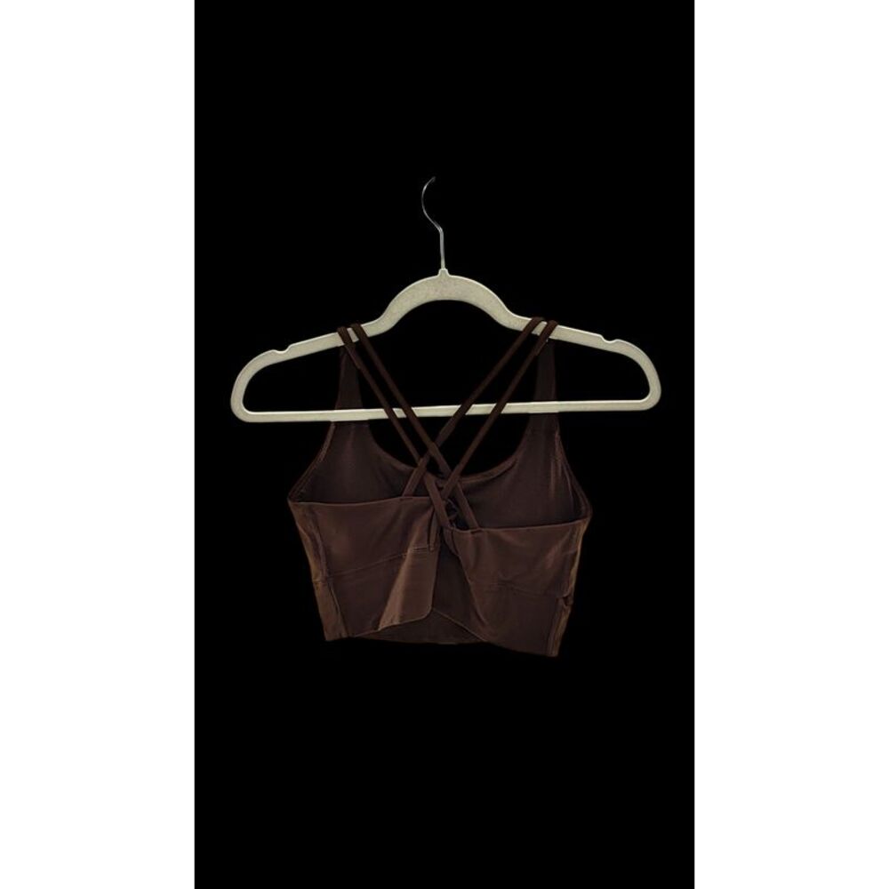 Quince Women Ultra-Form V Neck Cropped Tank Brown Sleeved Top M - Picture 2 of 2